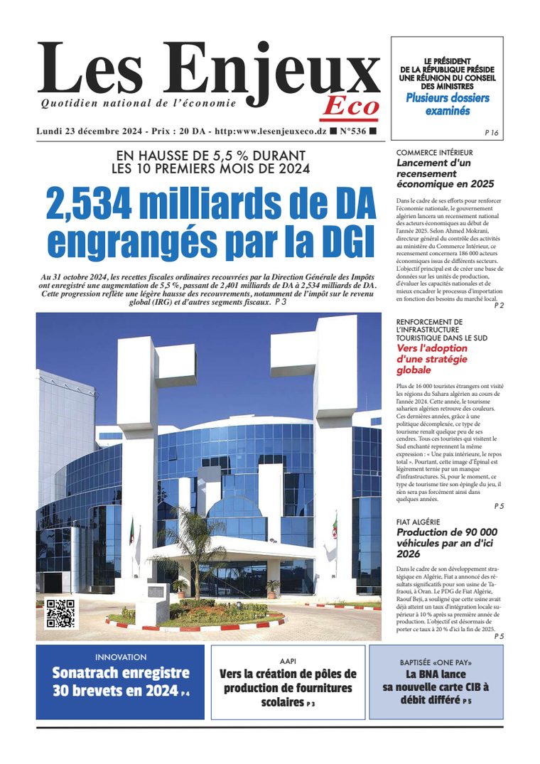 Une du journal Les Enjeux Eco numéro 536