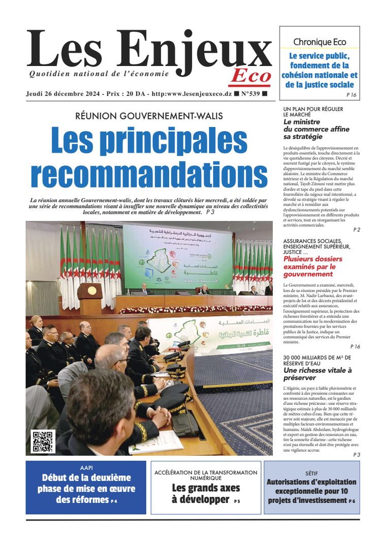 Une du journal Les Enjeux Eco numéro 539