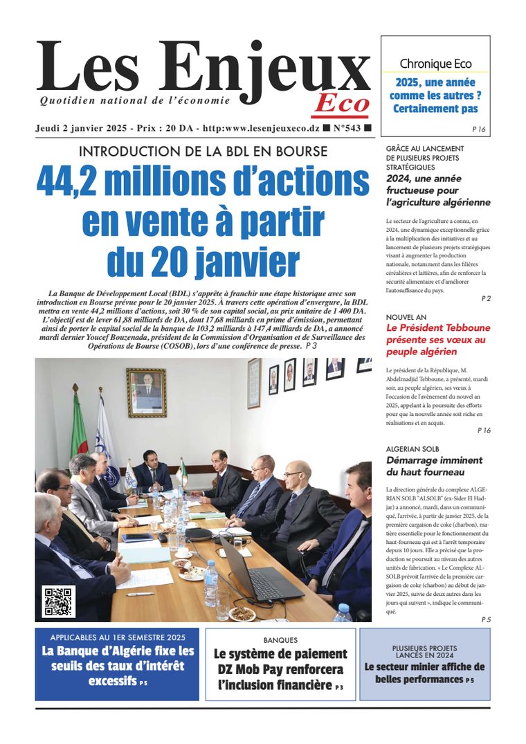 Une du journal Les Enjeux Eco numéro 543