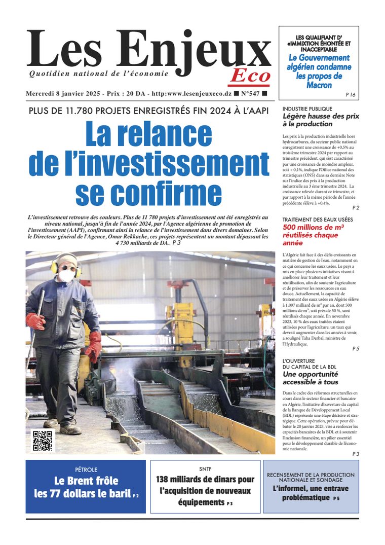 Une du journal Les Enjeux Eco numéro 547