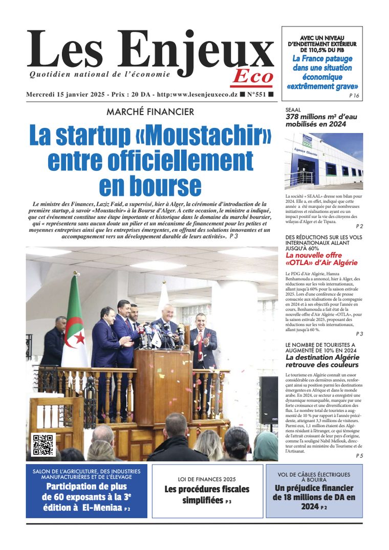 Une du journal Les Enjeux Eco numéro 551