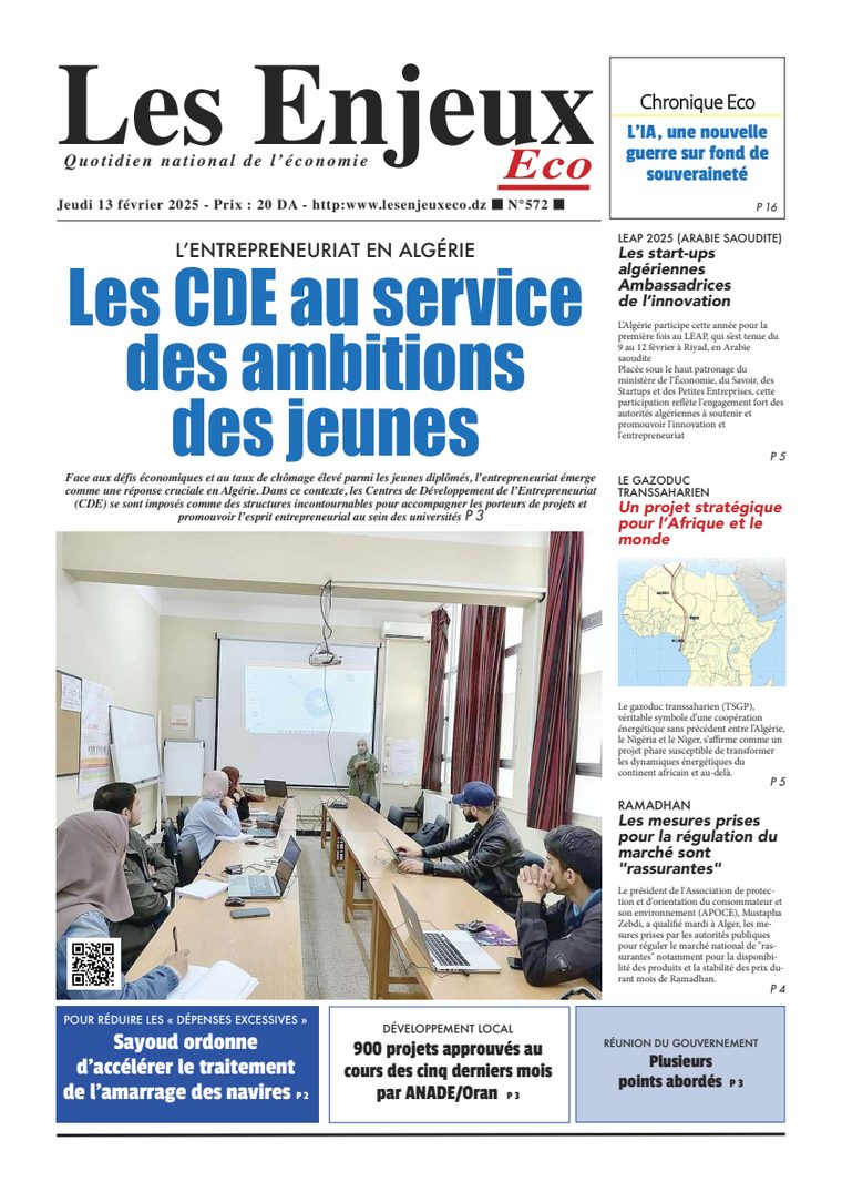 Une du journal Les Enjeux Eco numéro 572