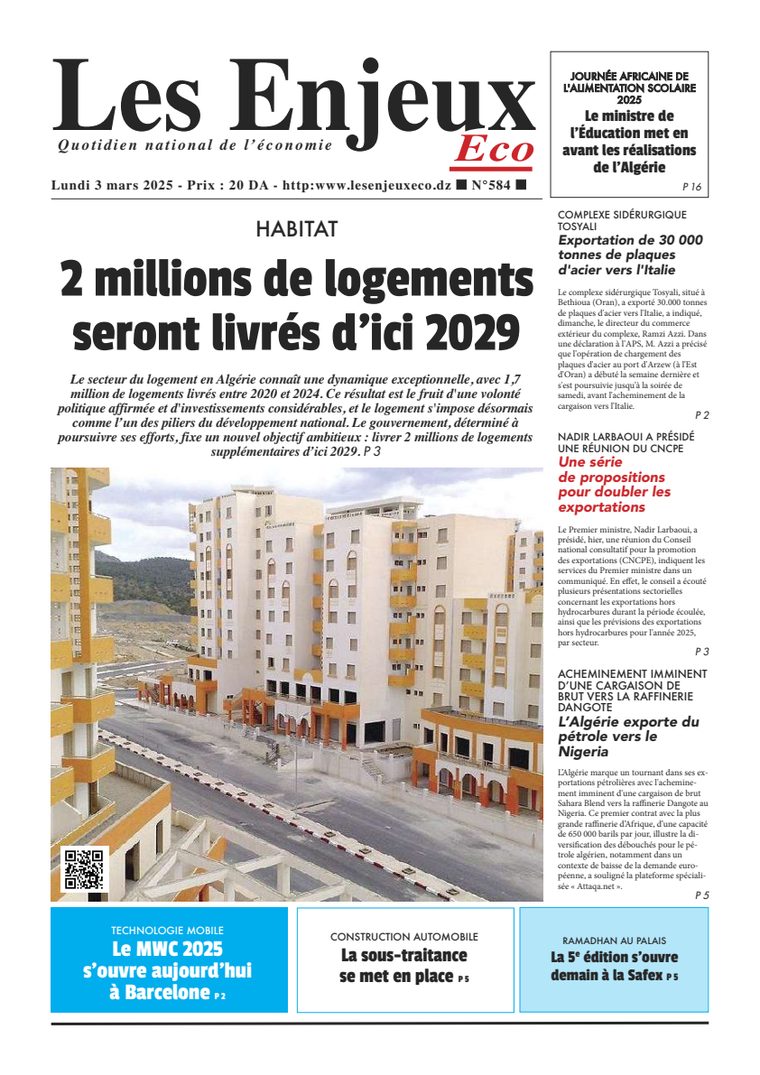 Une du journal Les Enjeux Eco numéro 584
