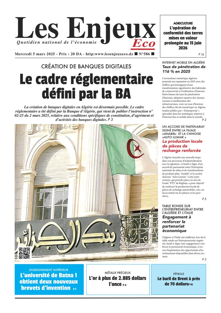 Une du journal Les Enjeux Eco numéro 586