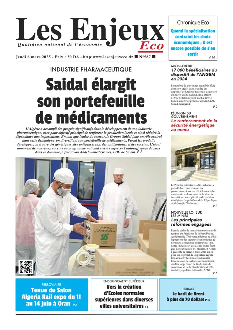Une du journal Les Enjeux Eco numéro 587