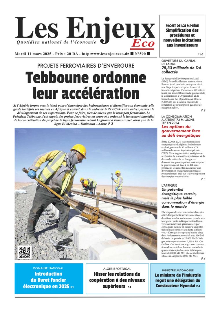 Une du journal Les Enjeux Eco numéro 590