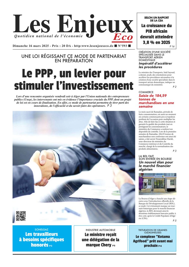 Une du journal Les Enjeux Eco numéro 593