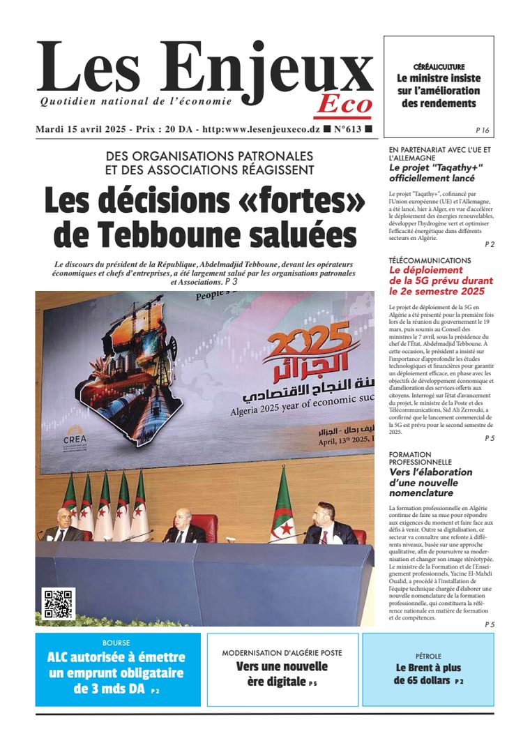 Une du journal Les Enjeux Eco numéro 613
