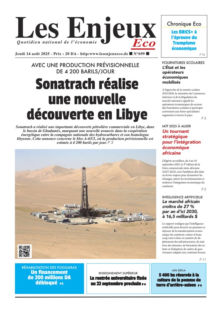 Une du journal Les Enjeux Eco numéro 699