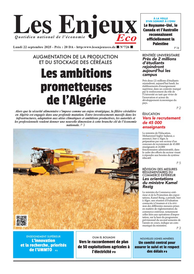 Une du journal Les Enjeux Eco numéro 726