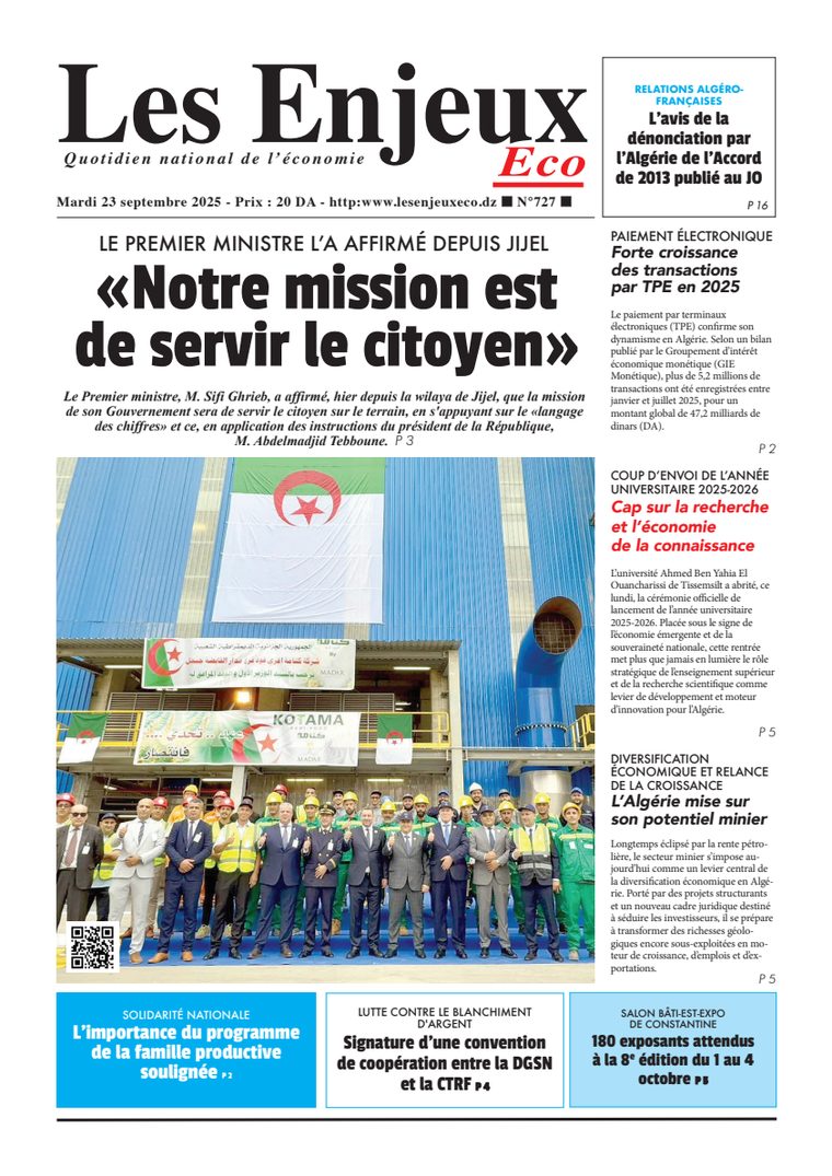 Une du journal Les Enjeux Eco numéro 727