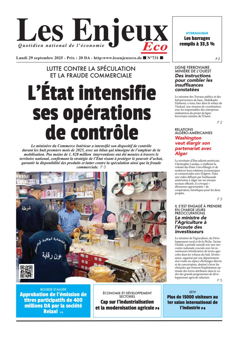 Une du journal Les Enjeux Eco numéro 731