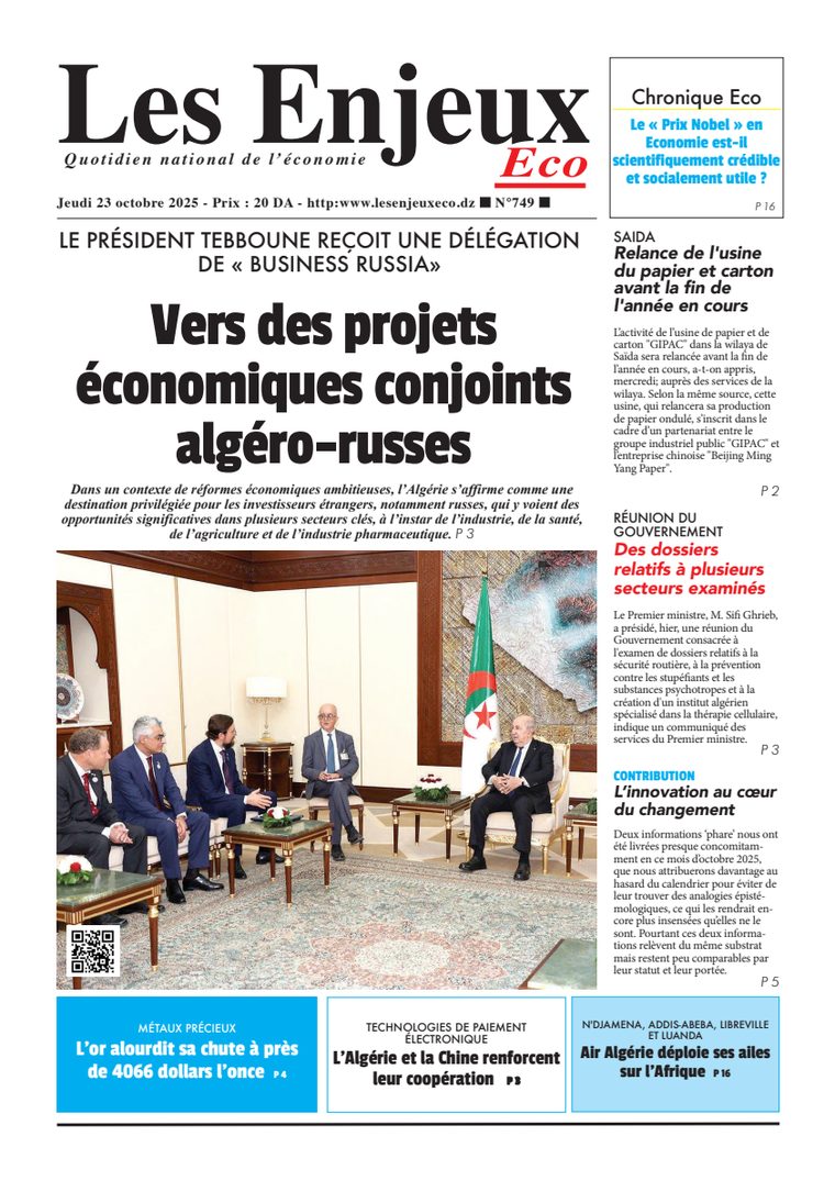 Une du journal Les Enjeux Eco numéro 749