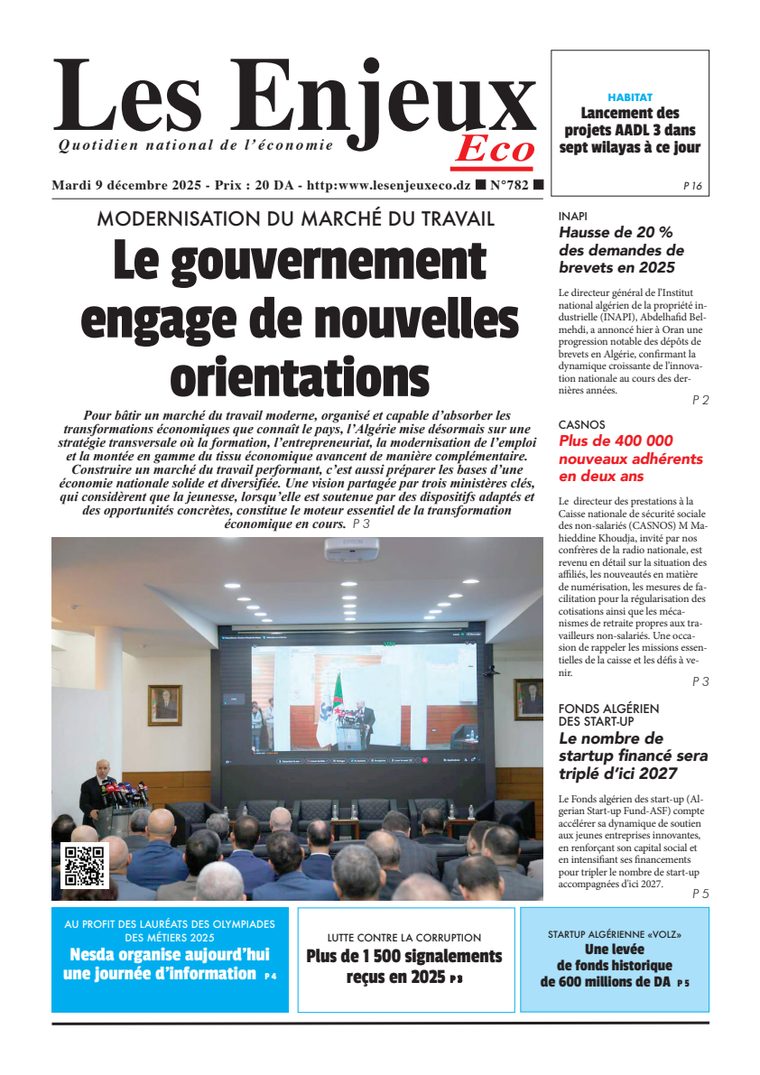 Une du journal Les Enjeux Eco numéro 782