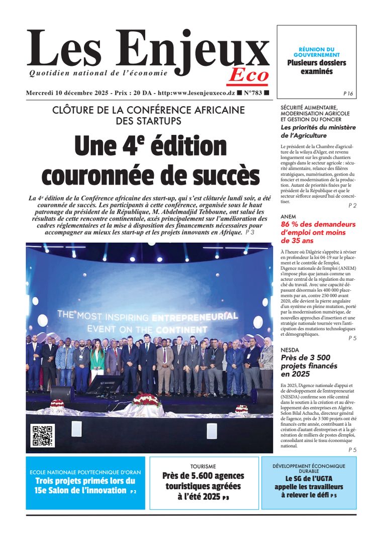 Une du journal Les Enjeux Eco numéro 783