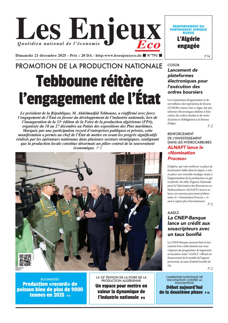 Une du journal Les Enjeux Eco numéro 791