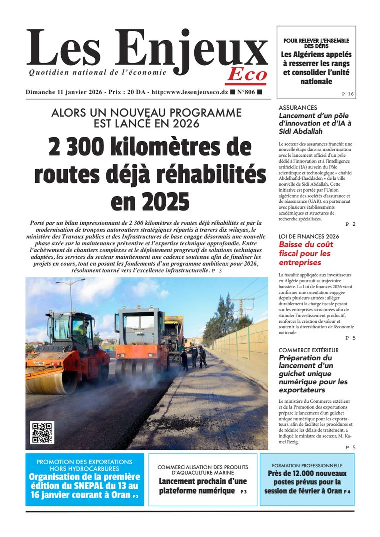 Une du journal Les Enjeux Eco numéro 806