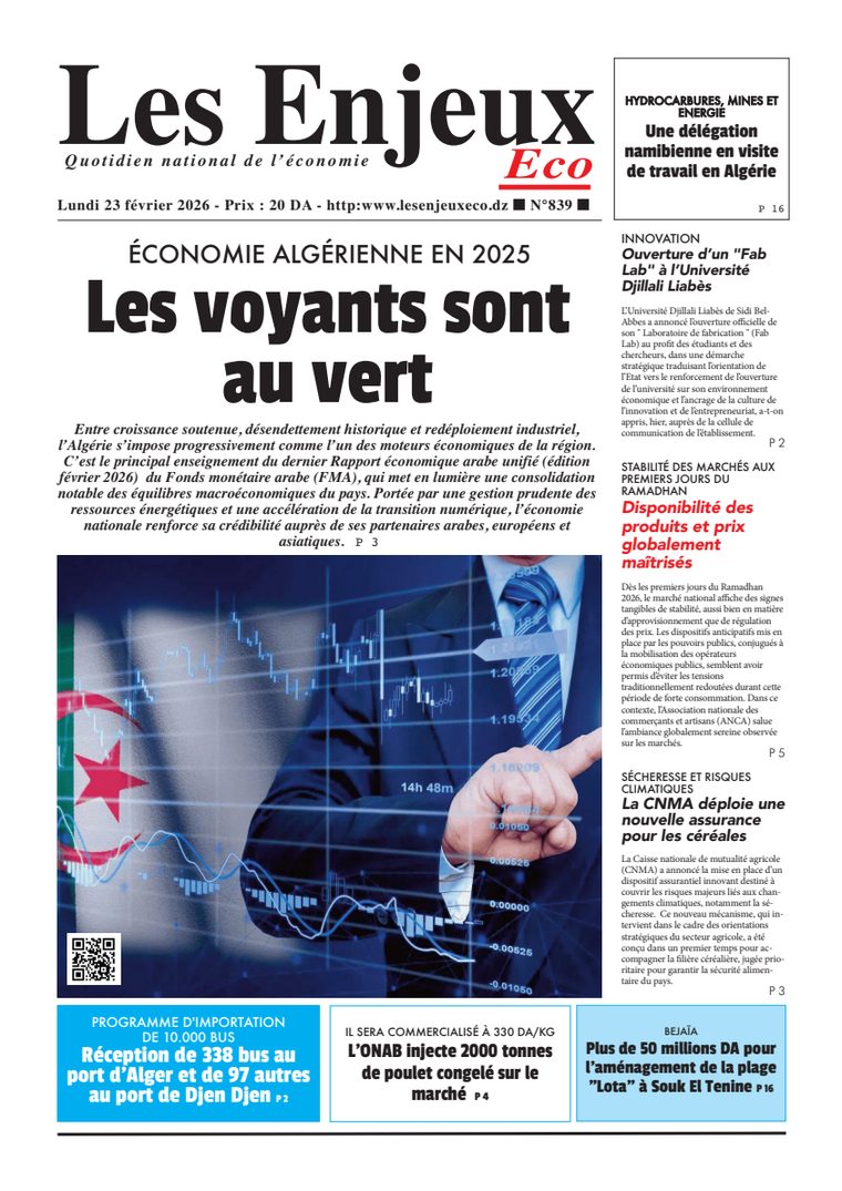 Une du journal Les Enjeux Eco numéro 839