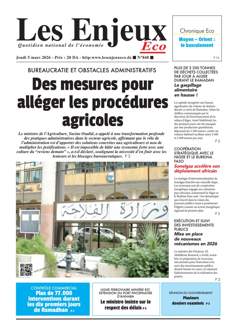 Une du journal Les Enjeux Eco numéro 848