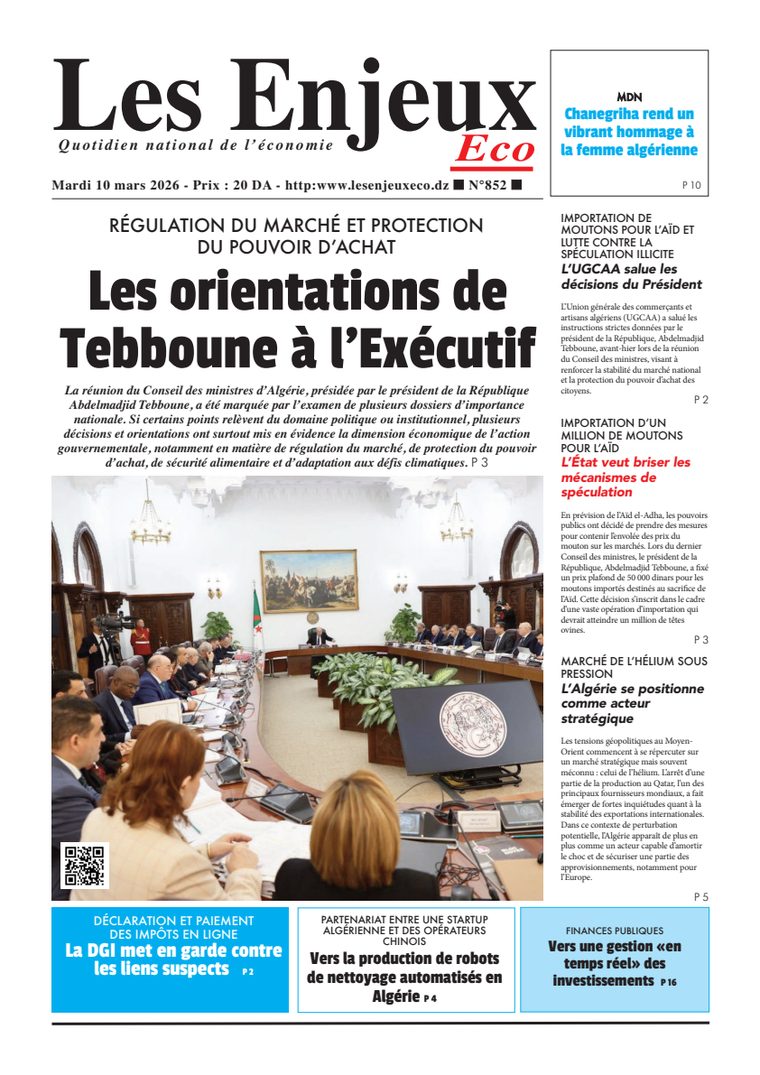 Une du journal Les Enjeux Eco numéro 852
