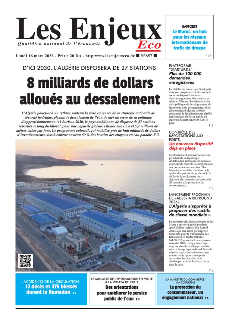 Une du journal Les Enjeux Eco numéro 857