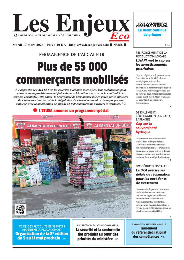 Une du journal Les Enjeux Eco numéro 858