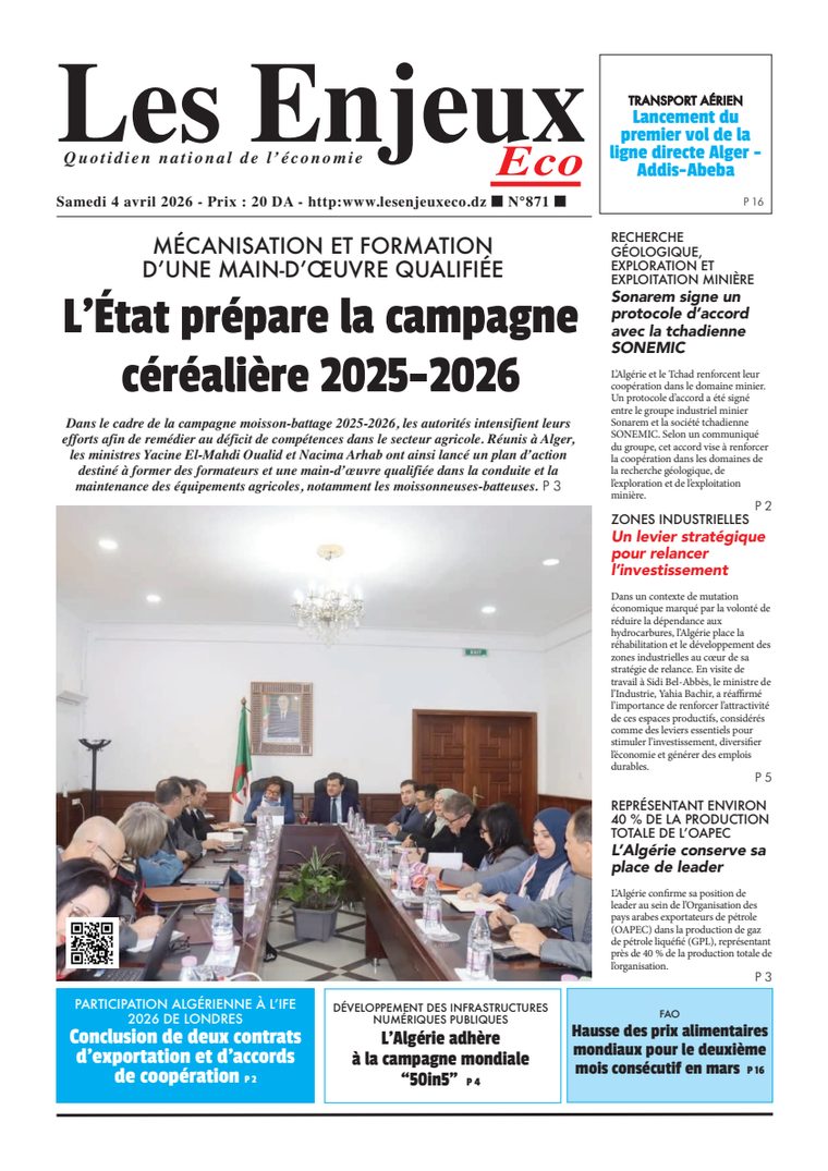 Une du journal Les Enjeux Eco numéro 871
