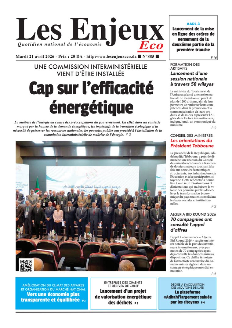 Une du journal Les Enjeux Eco numéro 885