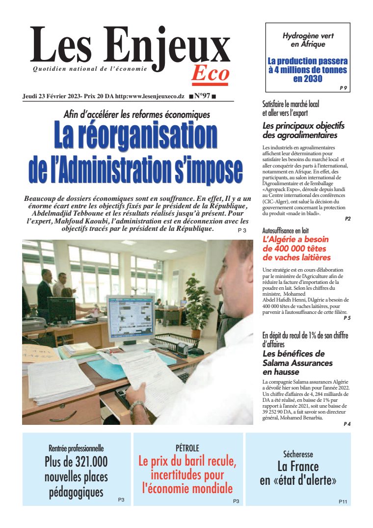 Une du journal Les Enjeux Eco numéro 97