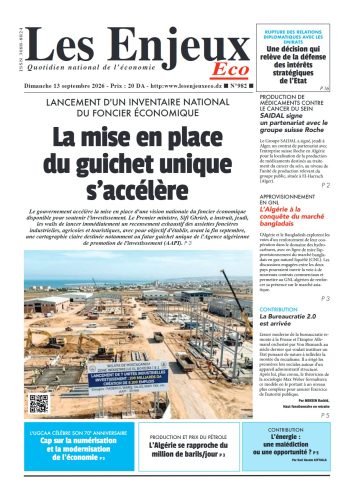 Une du journal Les Enjeux Eco numéro 982
