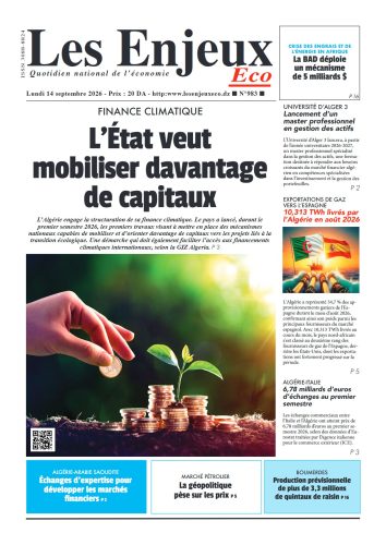 Une du journal Les Enjeux Eco numéro 983