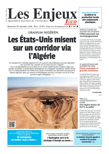 Une du journal Les Enjeux Eco numéro 987