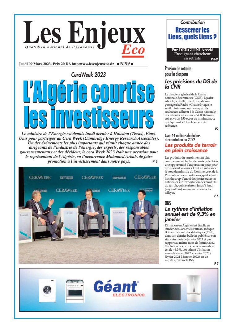 Une du journal Les Enjeux Eco numéro 99
