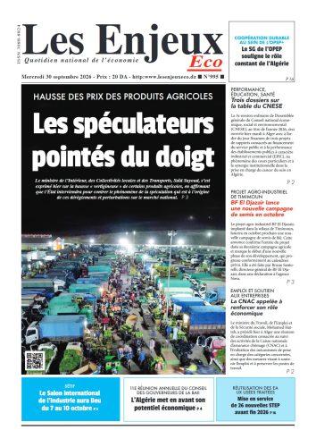 Une du journal Les Enjeux Eco numéro 995