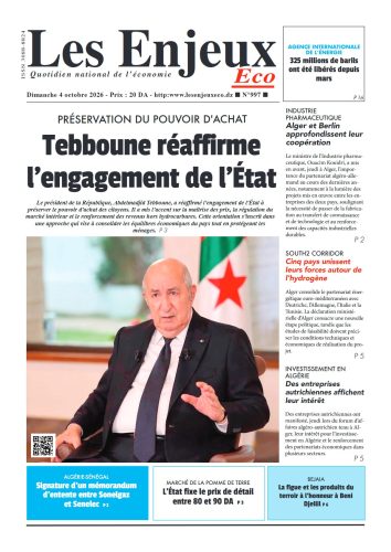 Une du journal Les Enjeux Eco numéro 997