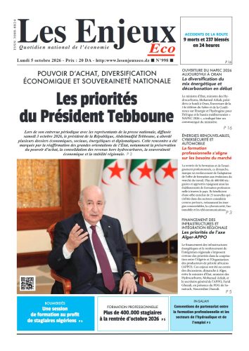 Une du journal Les Enjeux Eco numéro 998