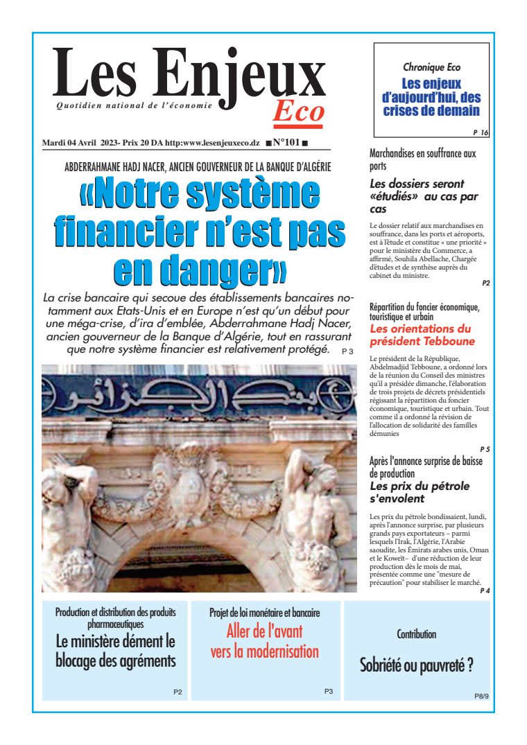Une du journal Les Enjeux Eco : GRILLE