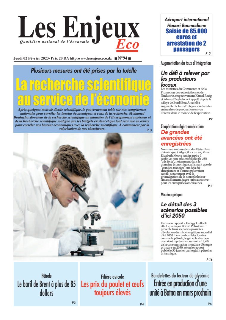 Une du journal Les Enjeux Eco : 02 02 2023_compressed
